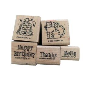 Stampin Up 1999 Country Greetings Rubber Stamp Set Wooden Block Lot